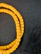 Golden Ochre Small Cube Tube Krobo Powdered Glass Beads | Ghana Recycled Glass | 77–78 Beads