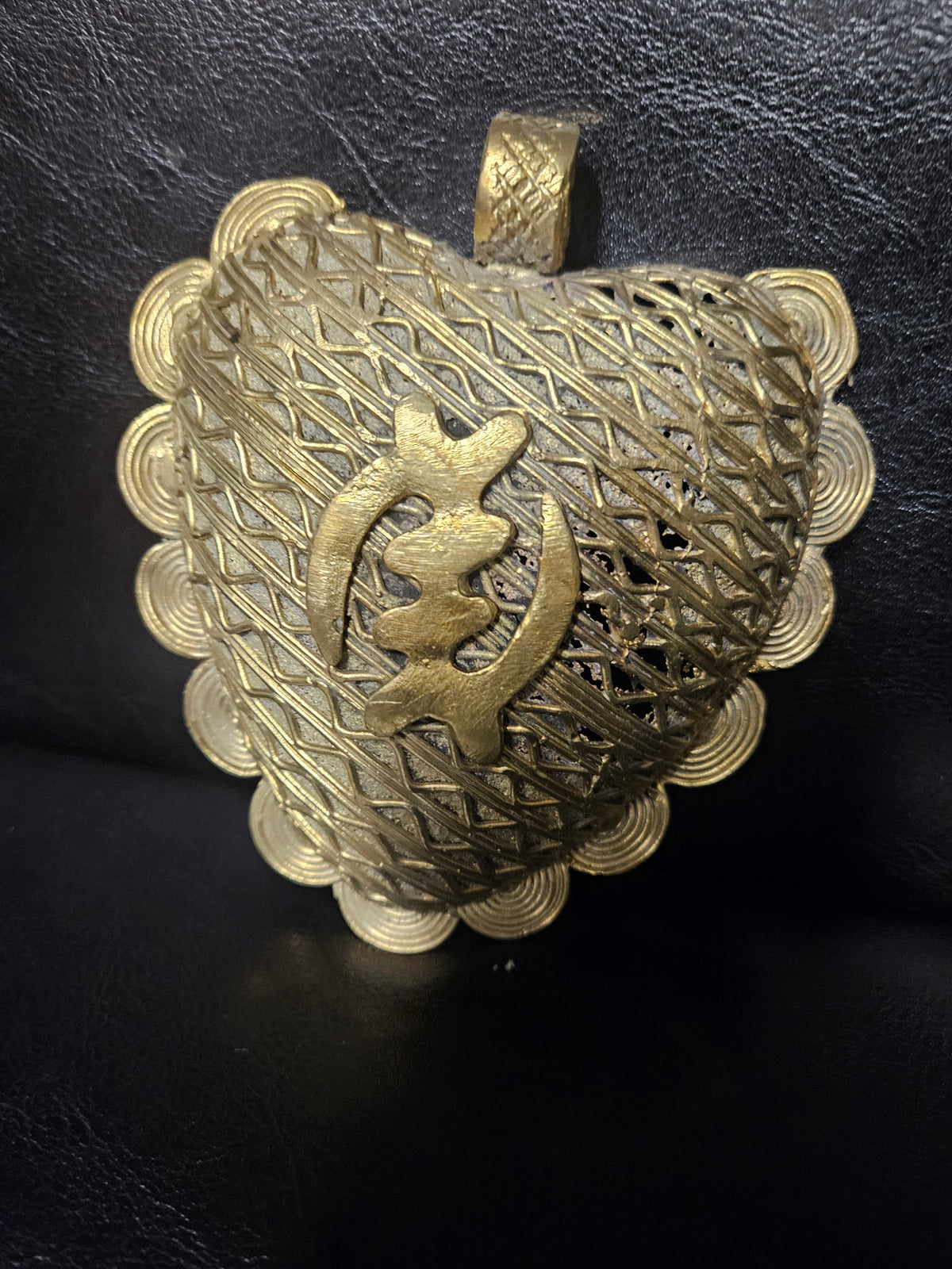 Oversized Gye Nyame Adinkra Brass Pendant – Handcrafted in Ghana