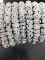 Handmade White & Black Speckled African Glass Beads – Krobo Recycled Glass Short Tube Beads for Jewelry Making