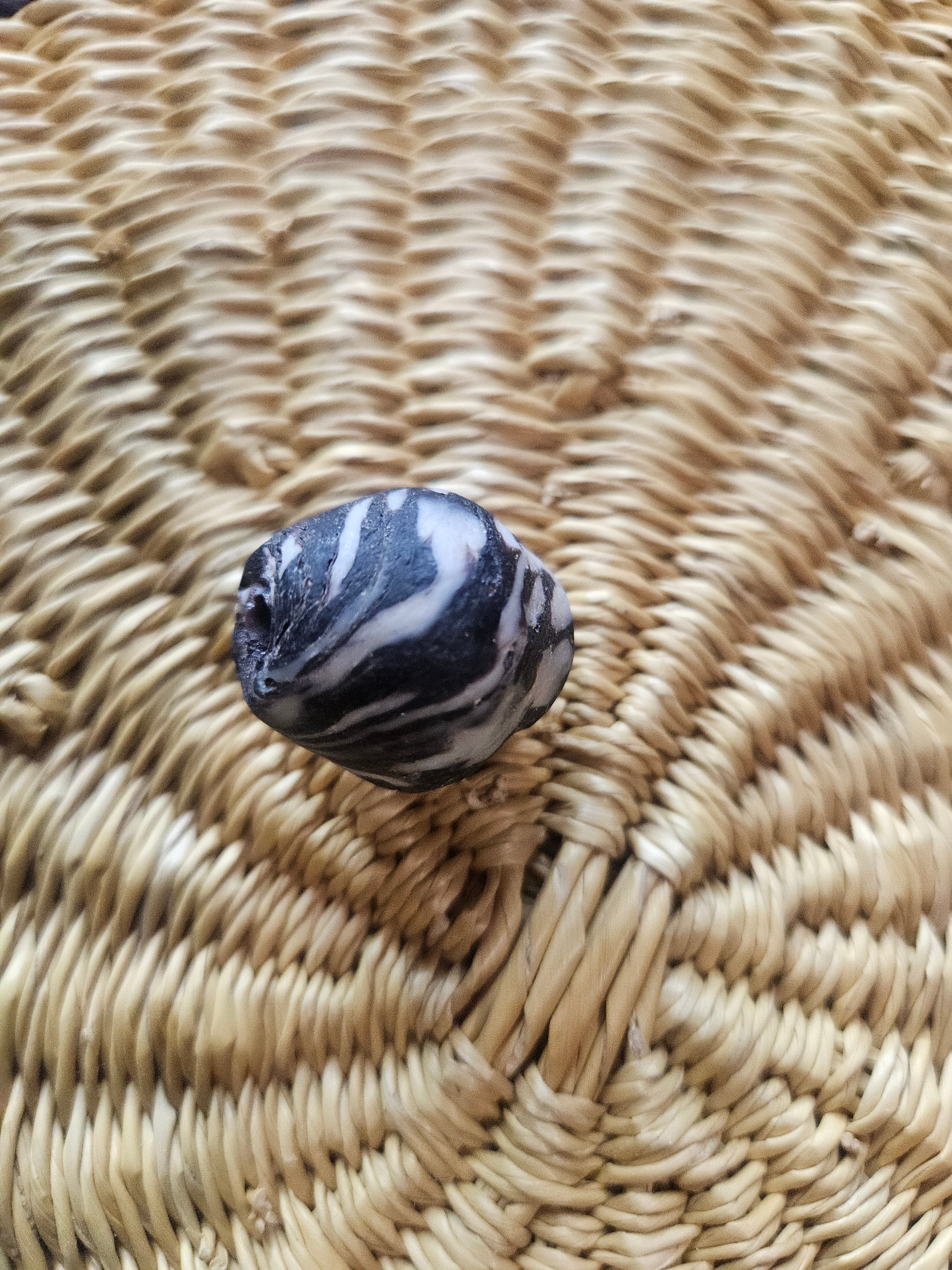 24mm Fused Krobo Recycled Glass Focal Bead – Midnight Marble