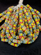 Olive Green Krobo Painted Glass Tube Beads with Golden Yellow Medallions & Terracotta Geometric Motifs