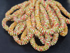 Mustard Gold Multicolor Krobo Glass Spacer Beads | Handmade Recycled Glass Beads from Ghana