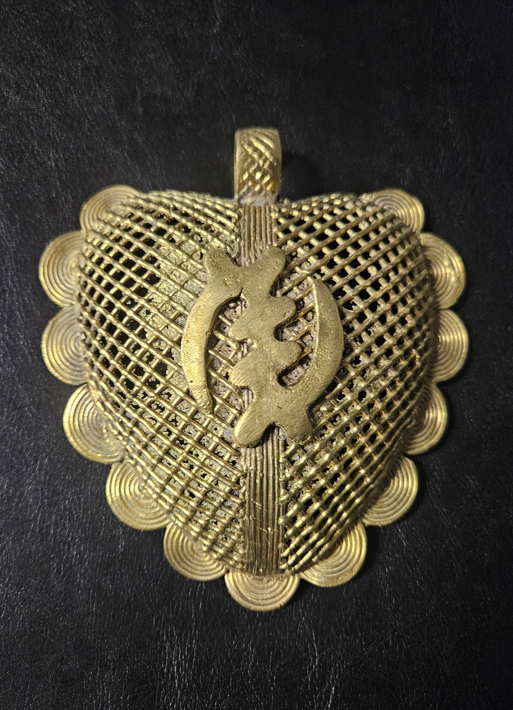 Oversized Gye Nyame Adinkra Symbol Brass Pendant Handmade in Ghana