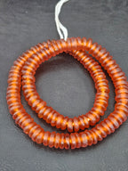 Authentic Amber Copper Krobo Translucent Recycled Glass Rondelle Beads | Handmade Ghana African Glass Beads for Jewelry Making & Wholesale