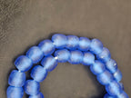 Authentic Cobalt Blue Krobo Recycled Glass Beads | Handmade Translucent Ghana Beads 12–14mm