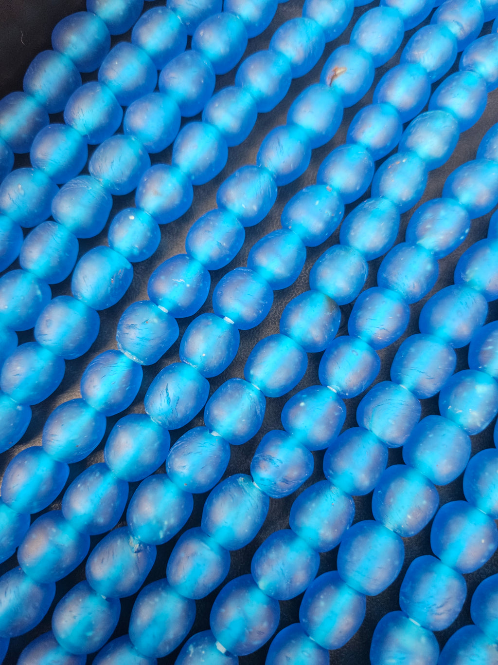 Handmade Blue Krobo Pocket Glass Beads from Ghana for Jewelry Making