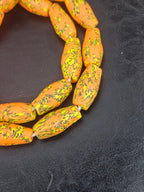 XL Orange Fusion Krobo Recycled Glass Beads | Handmade African Statement Beads from Ghana