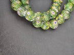 Emerald Green Eye Motif African Trade Beads Sourced in Ghana | Large-Hole Recycled Glass Trade Beads | 15–16mm Designer & Collector Strand