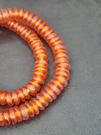 Authentic Amber Copper Krobo Translucent Recycled Glass Rondelle Beads | Handmade Ghana African Glass Beads for Jewelry Making & Wholesale