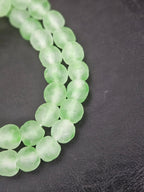 Authentic Mint Green Krobo Translucent Recycled Glass Beads | Handmade Ghana Glass Beads 12–14mm