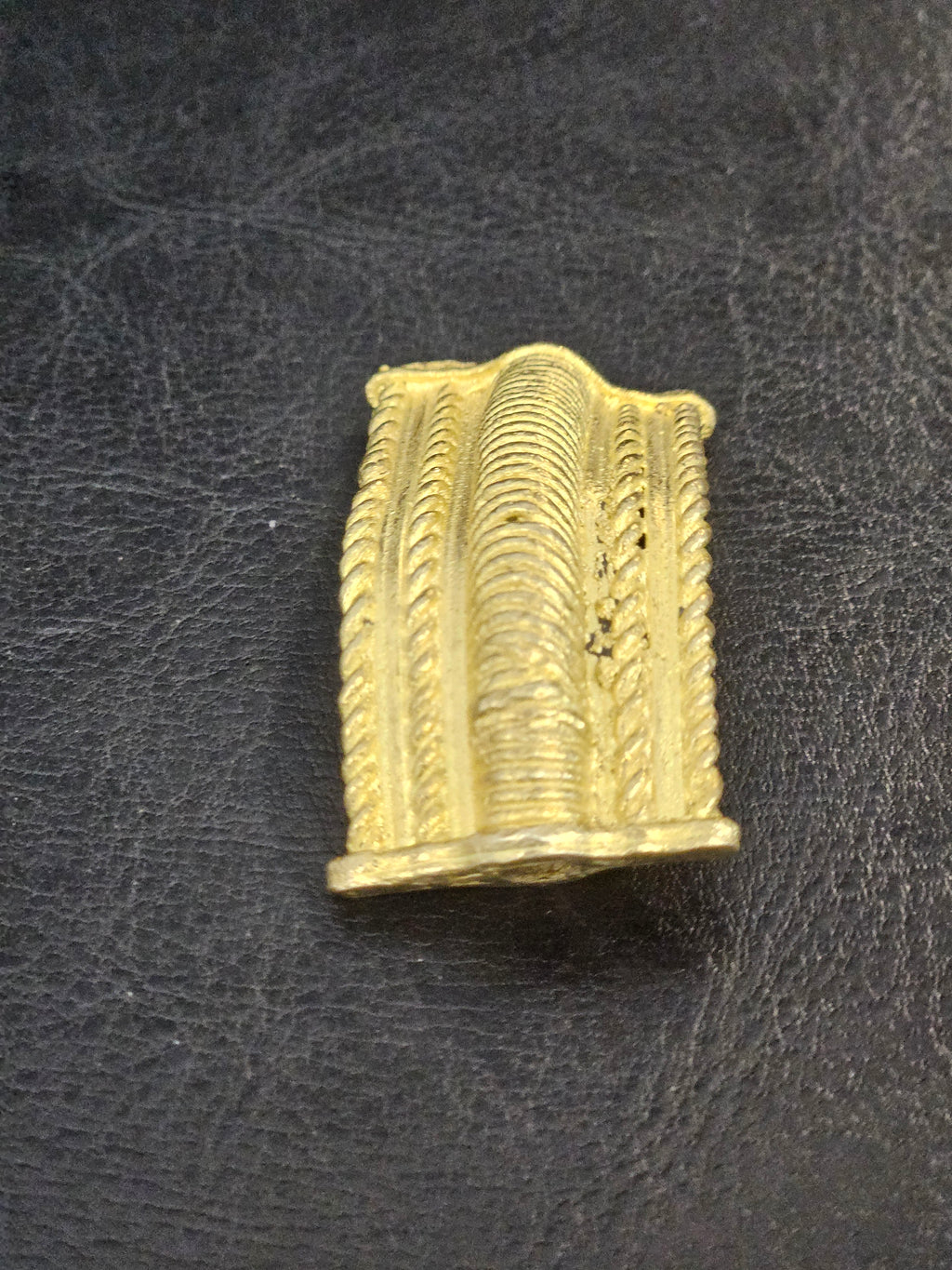 Handcrafted Curved Ashanti Brass Component Bead | Large Hole African Brass Bracelet Focal Bead | Ghana Artisan Brass Connector 25x50mm