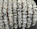 Handmade White & Black Speckled African Glass Beads – Krobo Recycled Glass Short Tube Beads for Jewelry Making