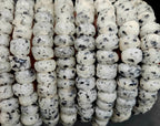 Handmade White & Black Speckled African Glass Beads – Krobo Recycled Glass Short Tube Beads for Jewelry Making