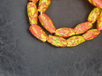 XL Rust Orange & Yellow Fused Krobo Recycled Glass Beads | Handmade Ghana Statement Beads