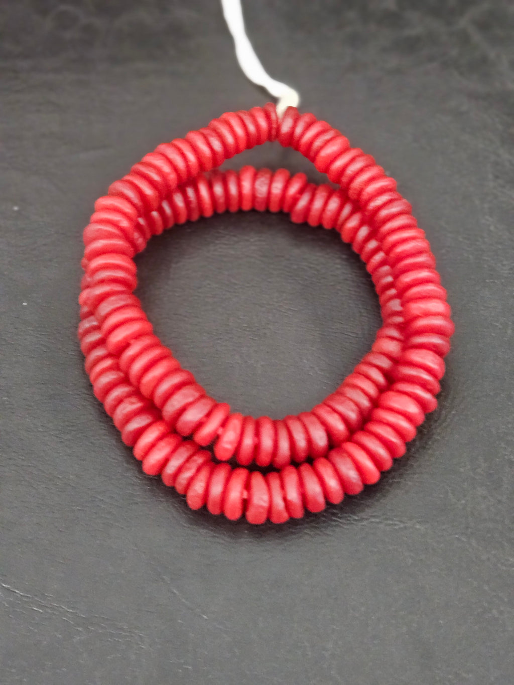 Authentic Ruby Red Krobo Translucent Recycled Glass Rondelle Beads | Handmade Ghana African Glass Beads for Jewelry Making & Wholesale