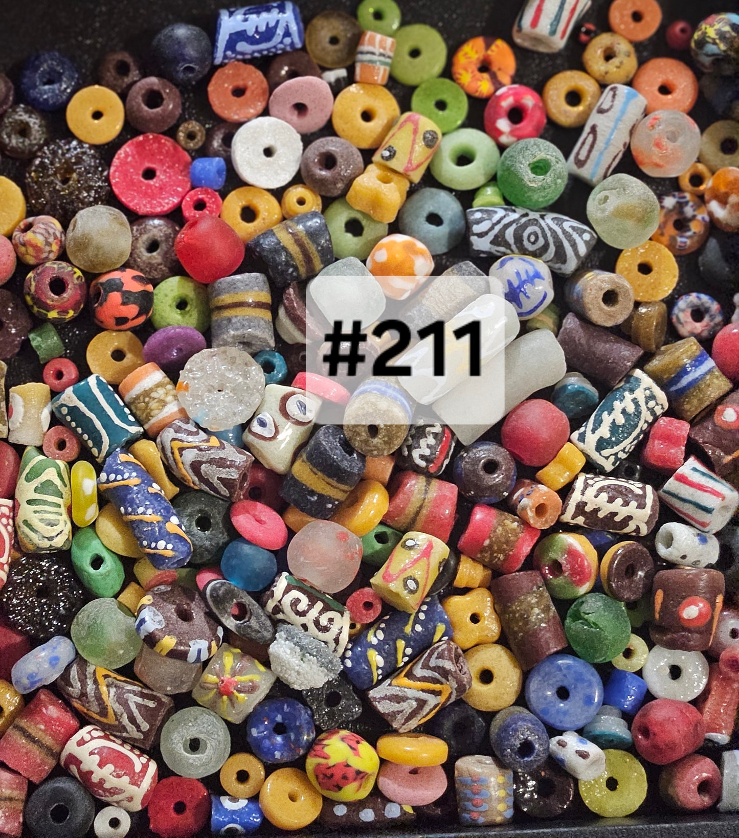 African Beads Soup Mix – Krobo Recycled Glass Beads (One Cup, ~160 Pieces)