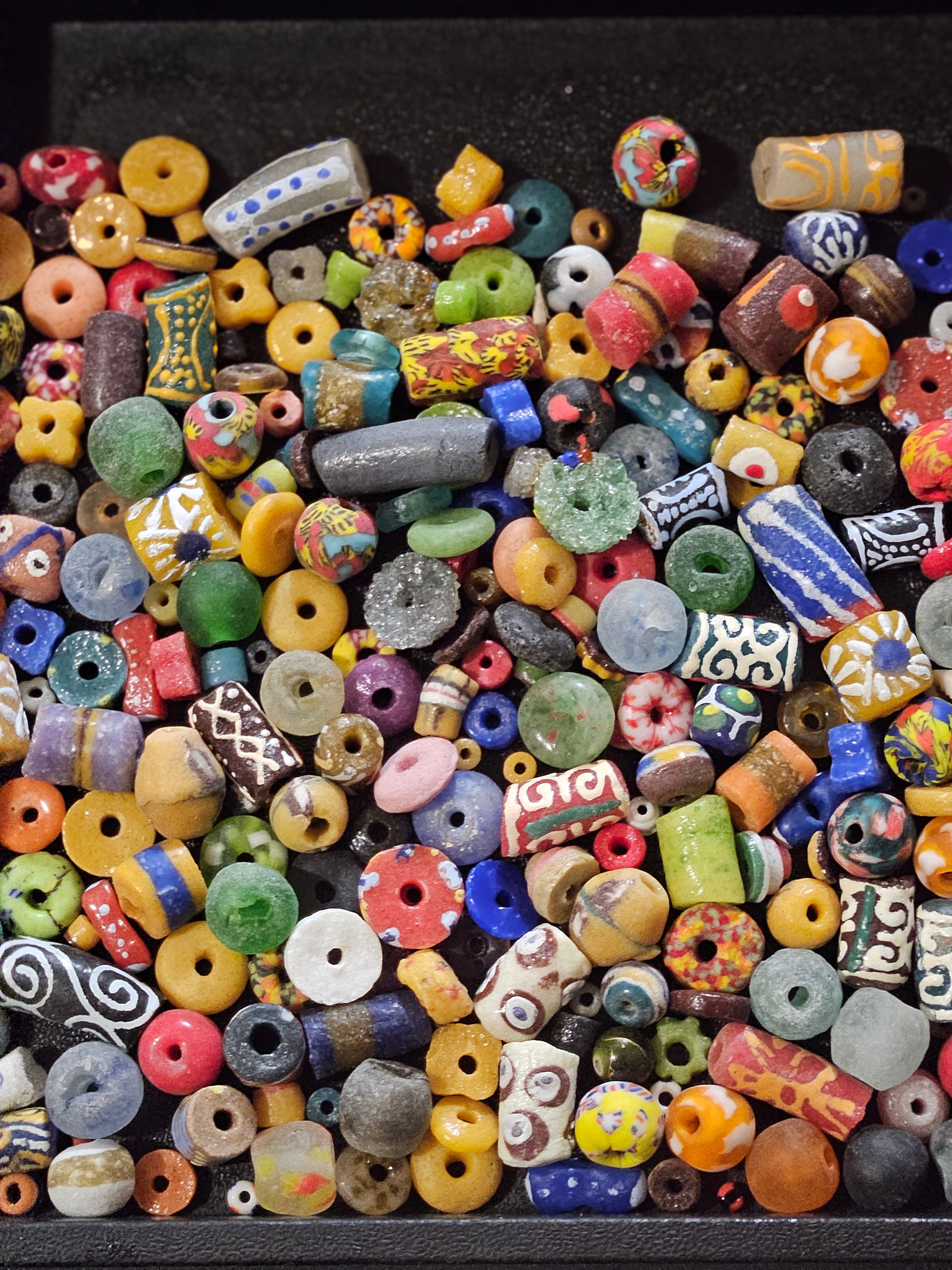 Soup‑Mix of Authentic Ghanaian Krobo Recycled Glass Beads – Approx. 160 Beads (One Cup) – Eco‑Chic Jewelry Supply