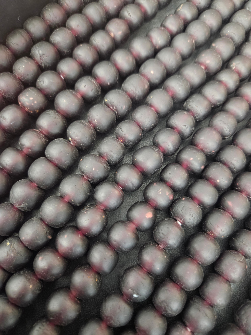 Burgundy Krobo Pocket Glass Beads – Handmade in Ghana, 13–14mm