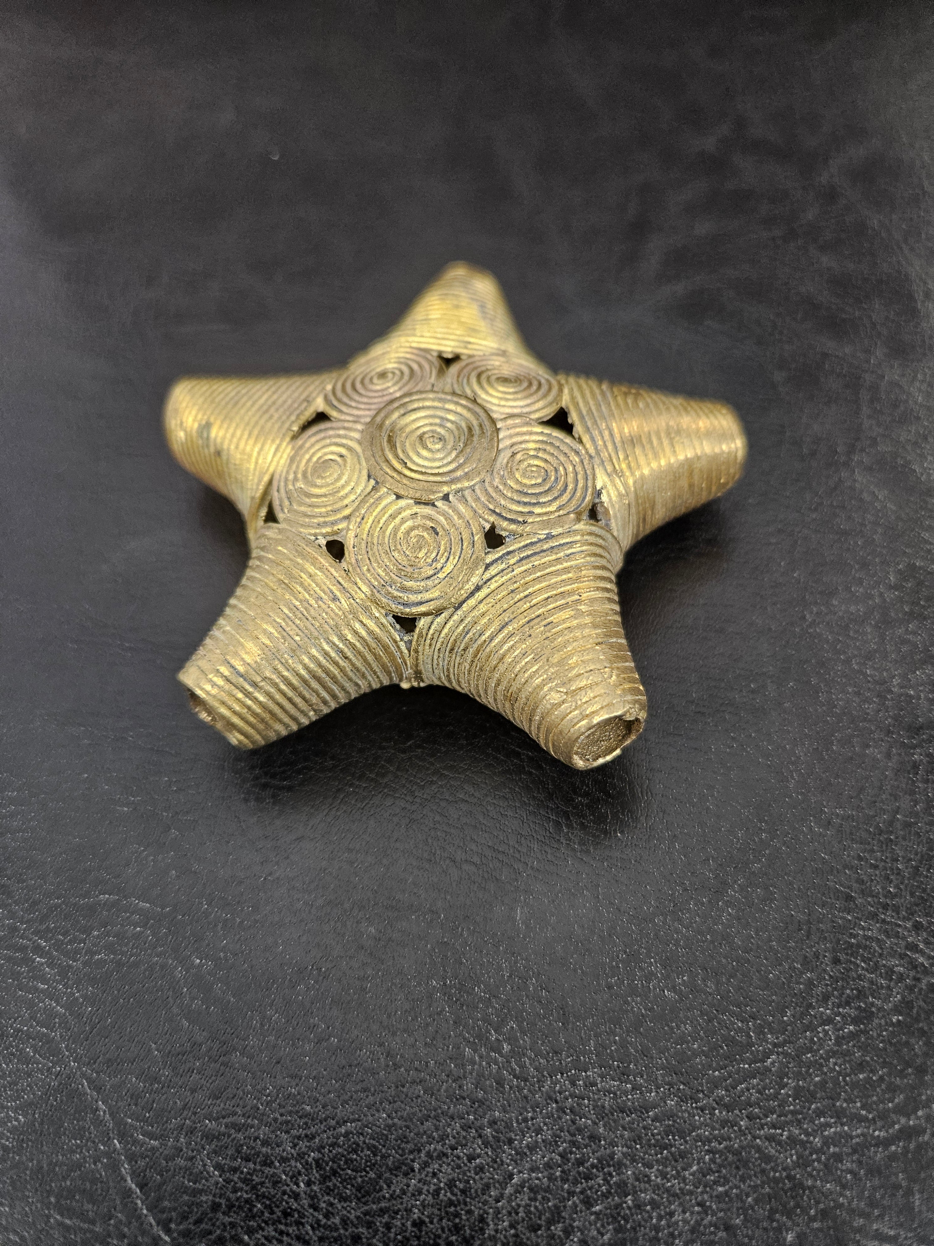 Oversized African Ashanti Brass Star Bead | Ghana Statement Focal Bead
