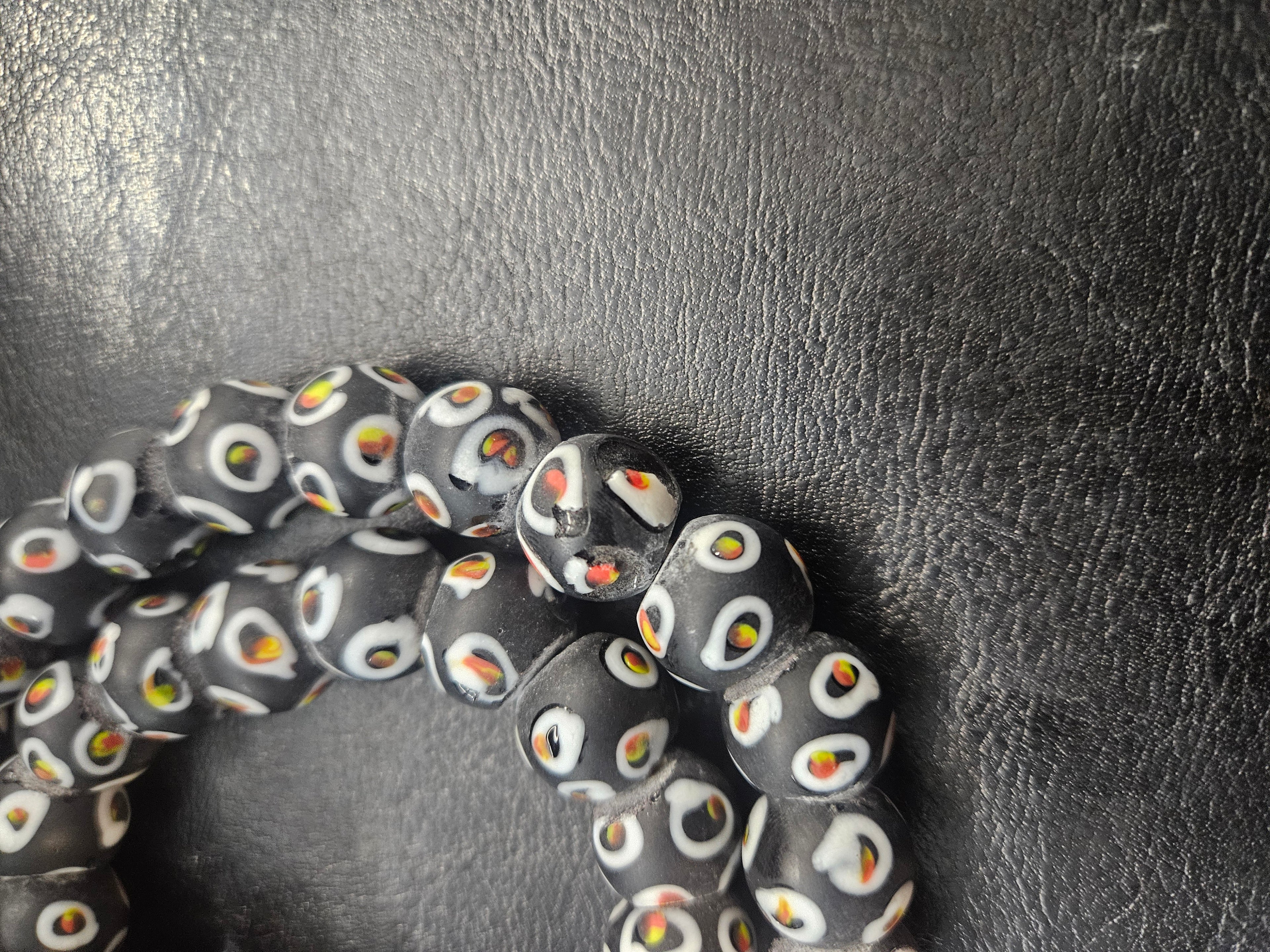 Designer Eye Trade Beads – Black, White & Multicolor 37–38 Beads
