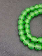 Authentic African Green Krobo Recycled Glass Beads | Handmade Translucent Ghana Beads 12–14mm