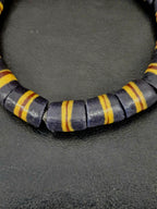 Black Striped Krobo Kente Glass Beads | Handcrafted Powdered Glass Beads from Ghana | Approx. 17 Beads