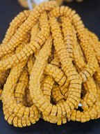 Solid Golden Yellow Krobo Glass Spacer Beads, Handmade African Recycled Glass Beads, Ghana Jewelry Making Supplies