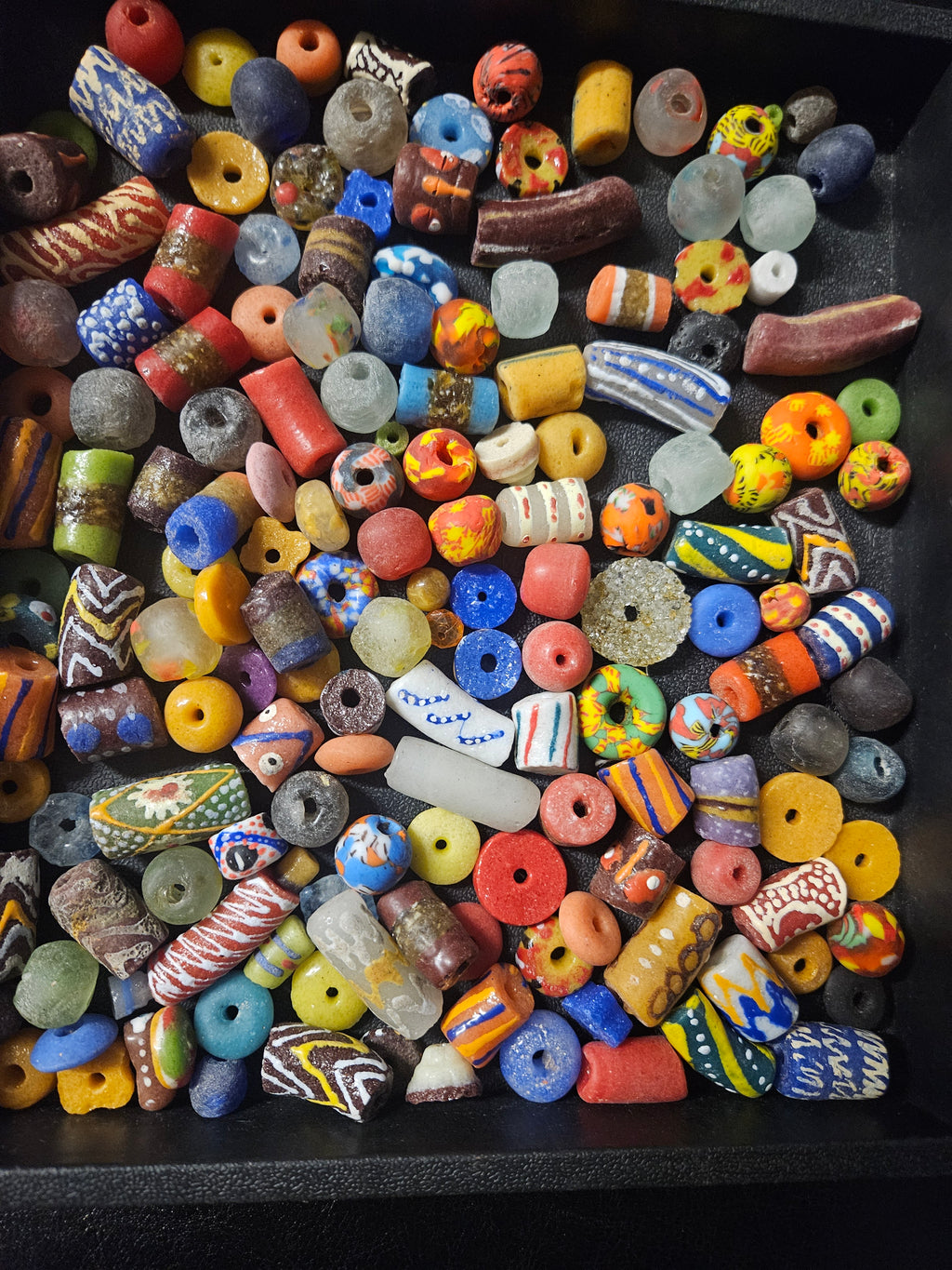 Designer African Bead Mix – Assorted Krobo Glass Beads, 1 Cup