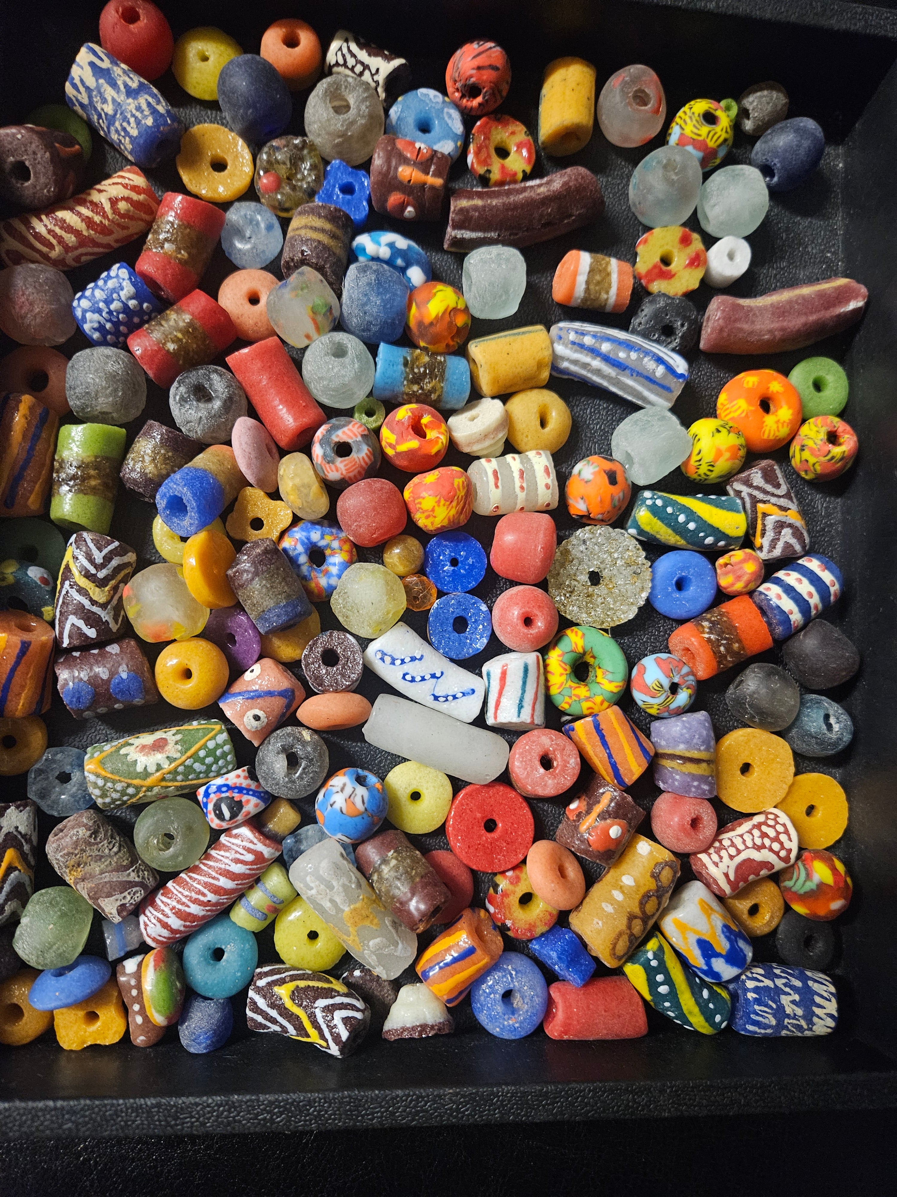 Designer African Bead Mix – Assorted Krobo Glass Beads, 1 Cup