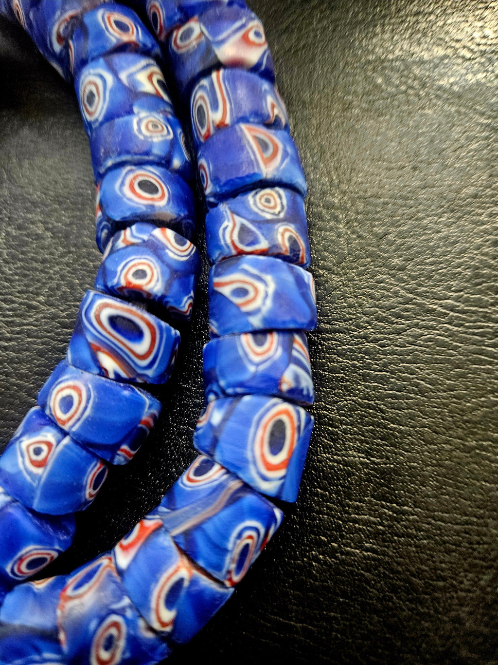Blue Eye Trade Beads – Multicolor Pattern 8–10 × 14–15mm