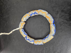 African Glass Beads – Painted Krobo Long Tubes, Gray Blue & Gold