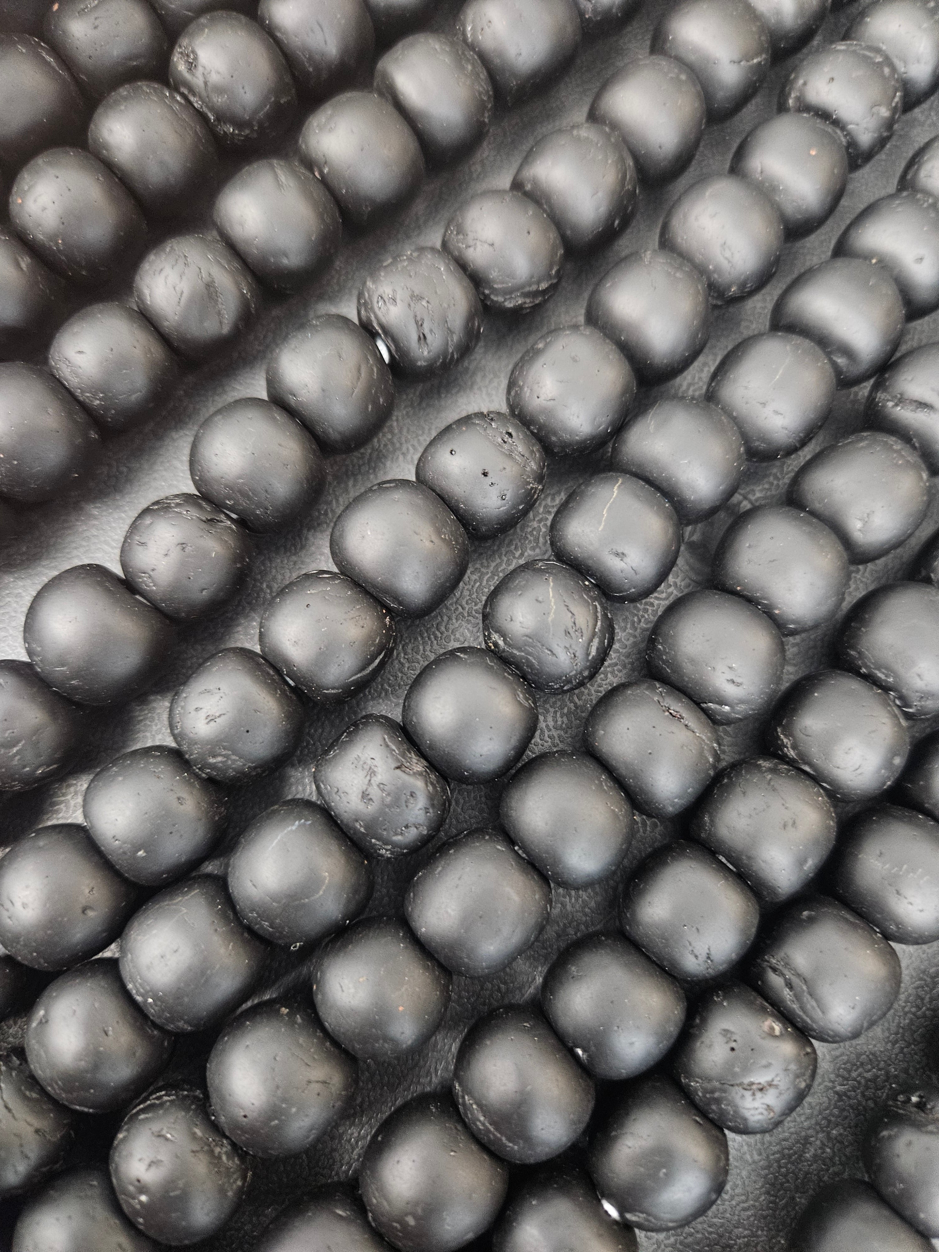 Midnight Eclipse Krobo Pocket Glass Beads | Handcrafted Ghana Recycled Glass Beads | Matte Black Artisan Beads