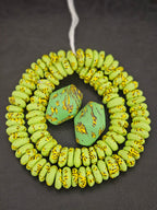 Green African Glass Beads Bundle – Krobo Rondelles + Bicone Focals