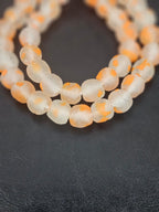 Authentic African Beads from Ghana | Orange Speckled Translucent Krobo Recycled Glass Beads | Handmade 12–14mm