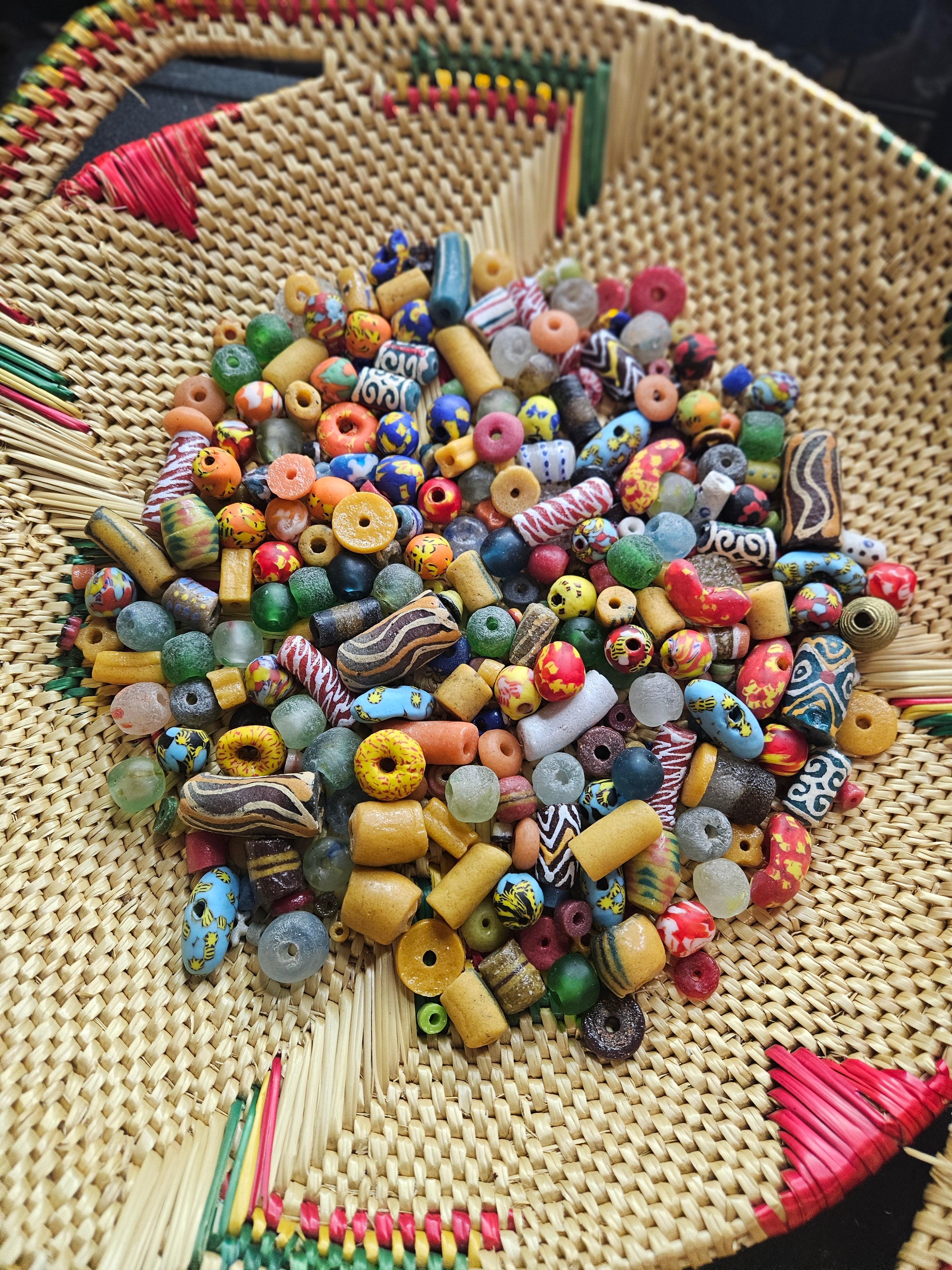 Assorted African Krobo Glass Beads – 300+ Mix