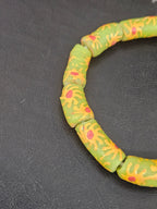 Painted Krobo Glass Tube Beads | Sage Green Recycled Glass Tube Beads | Handmade in Ghana | 13–14×26–30mm