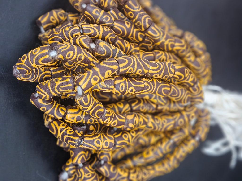 Handcrafted Krobo Glass Beads | Brown and Tan