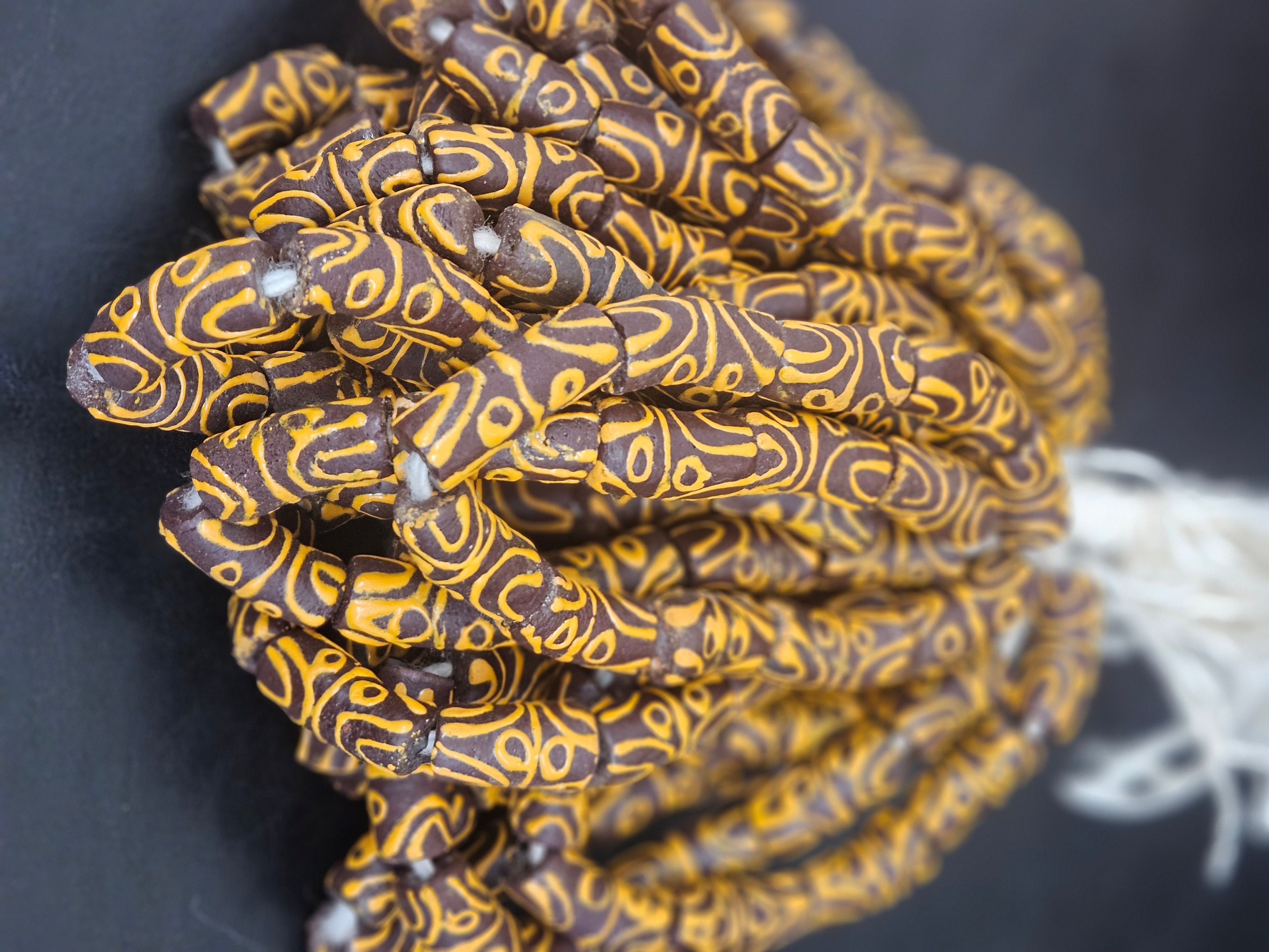 Handcrafted Krobo Glass Beads | Brown and Tan