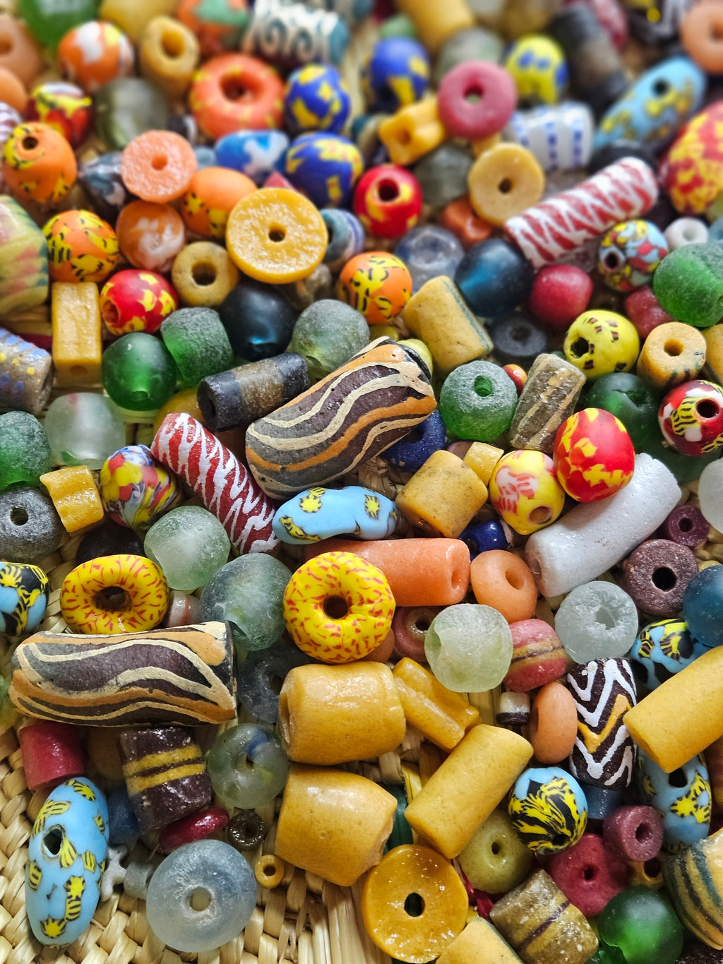 Assorted African Krobo Glass Beads – 300+ Mix