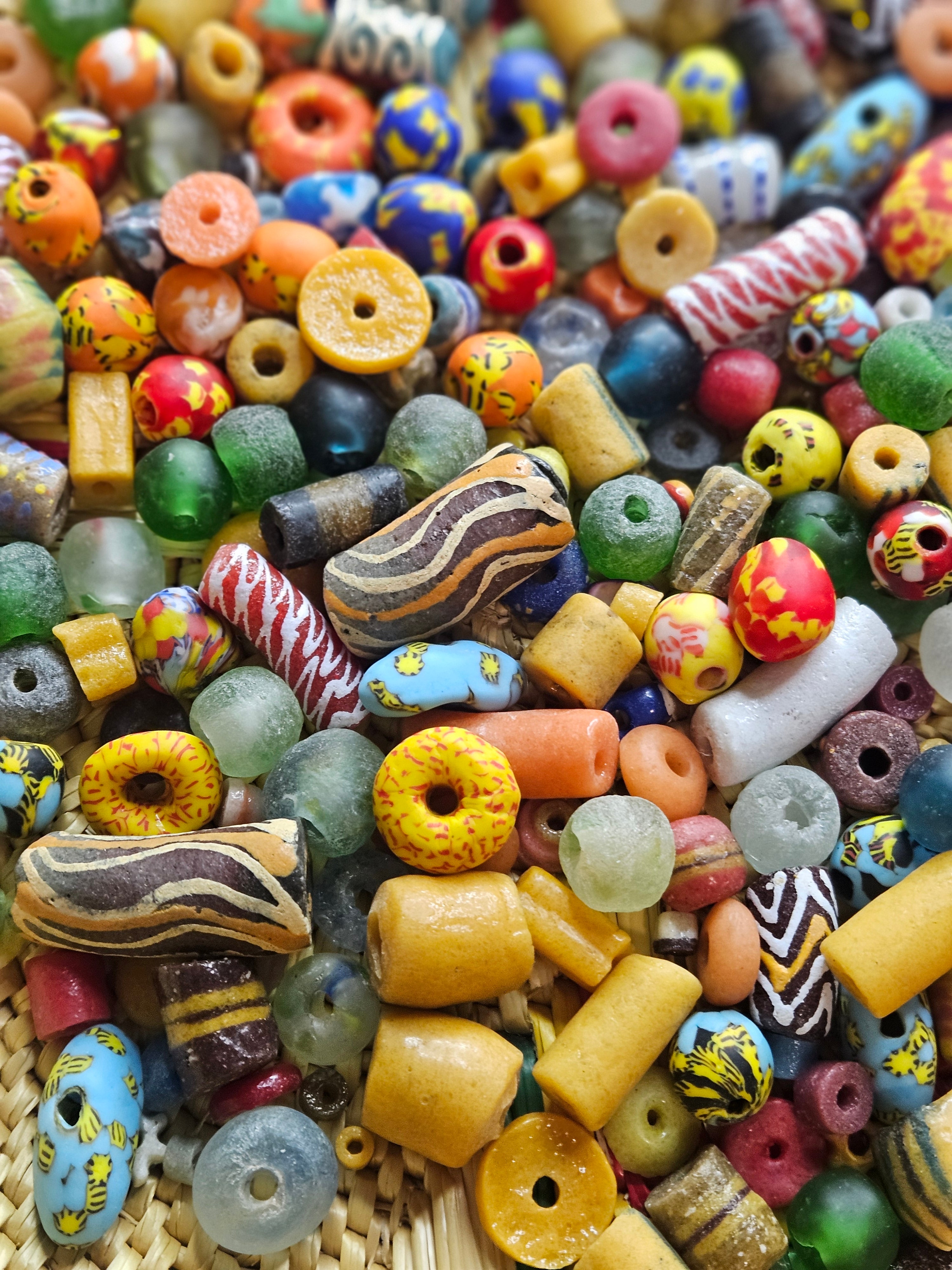 Assorted African Krobo Glass Beads – 300+ Mix