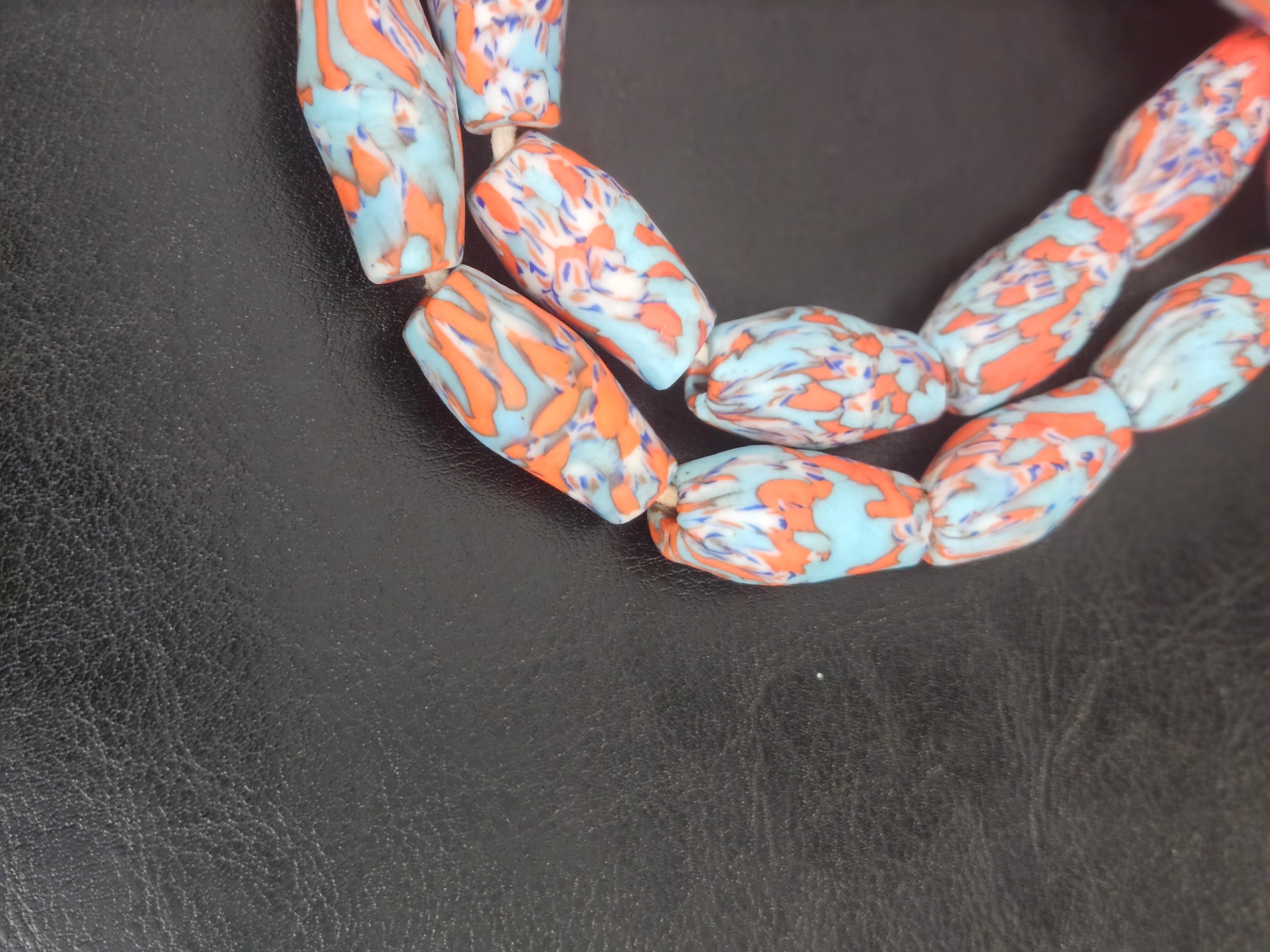 XL Coastal Fusion Krobo Recycled Glass Beads | Handmade African Statement Beads from Ghana