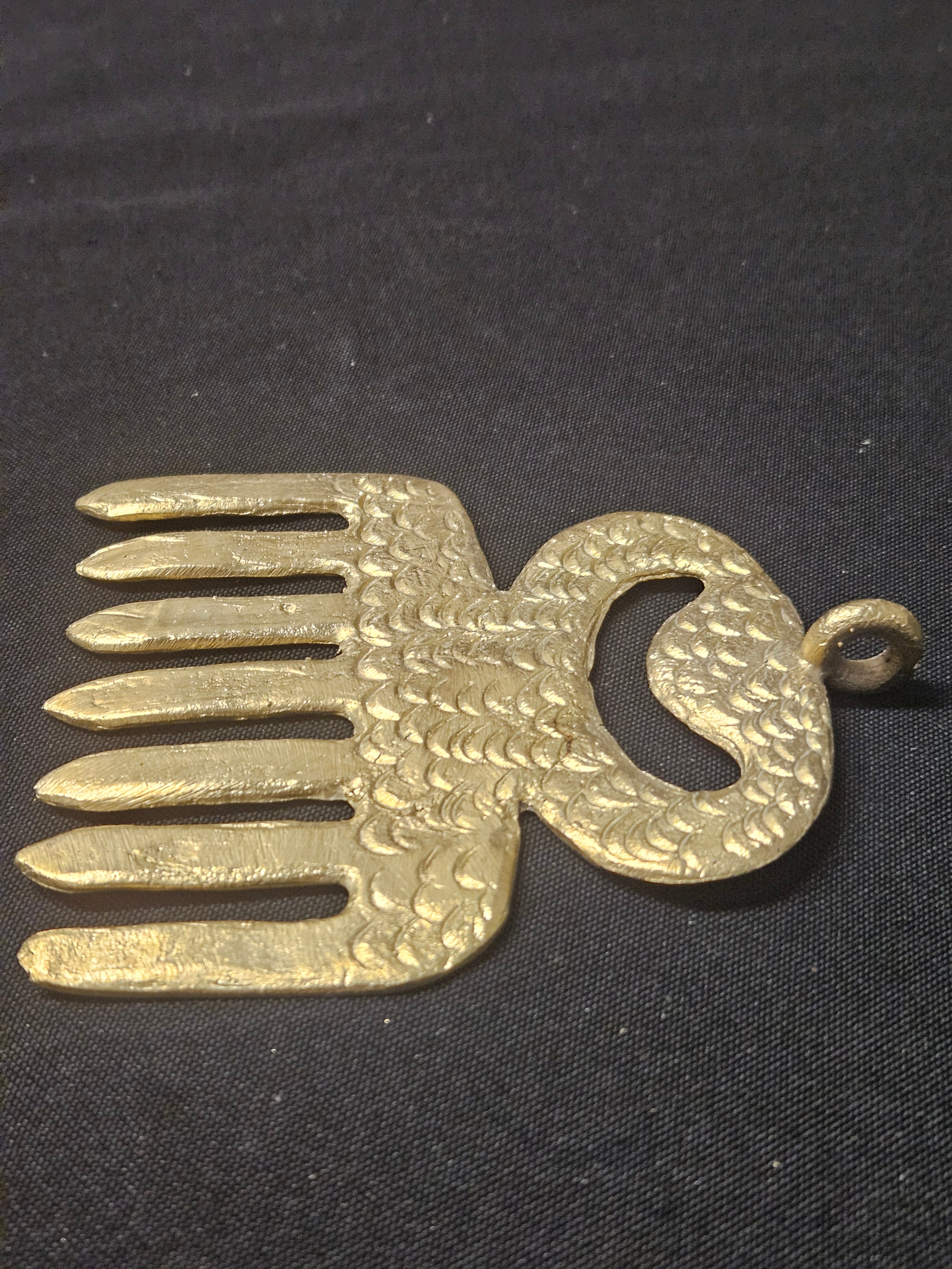 Large Handcrafted Duafe Africarass Pendant | Authentic Ghana Adinkra Symbol