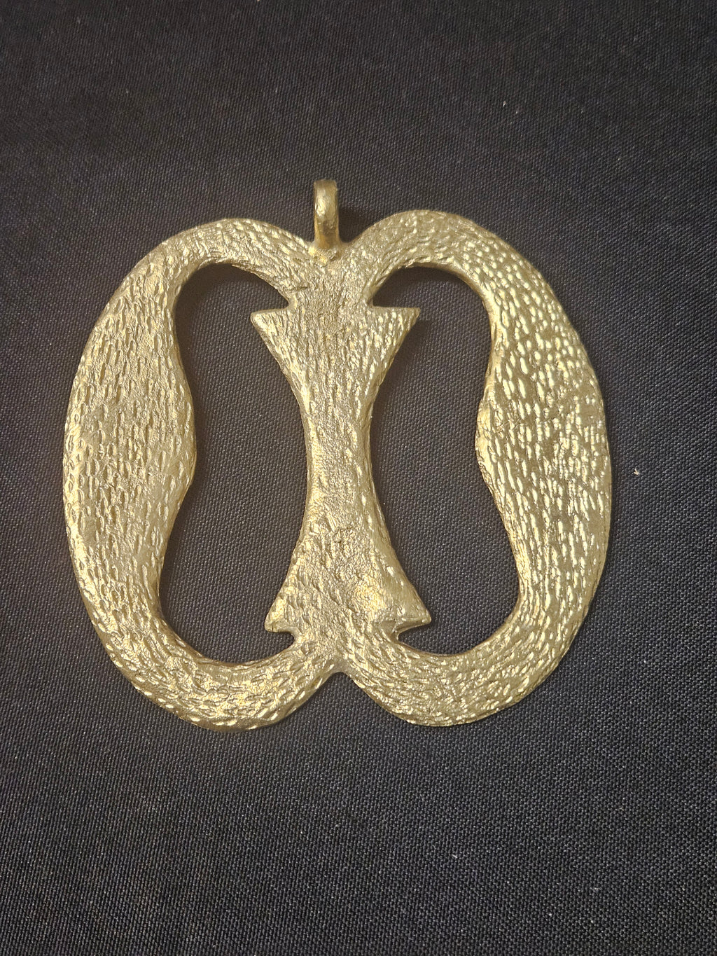 Oversized Nkonsonkonson Ashanti Brass Pendant – Handcrafted Adinkra Symbol from Ghana (4" x 4.5")