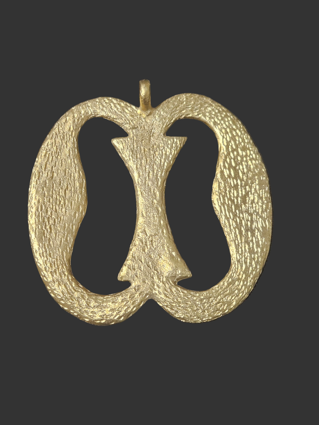 Oversized Nkonsonkonson Ashanti Brass Pendant – Handcrafted Adinkra Symbol from Ghana (4" x 4.5")
