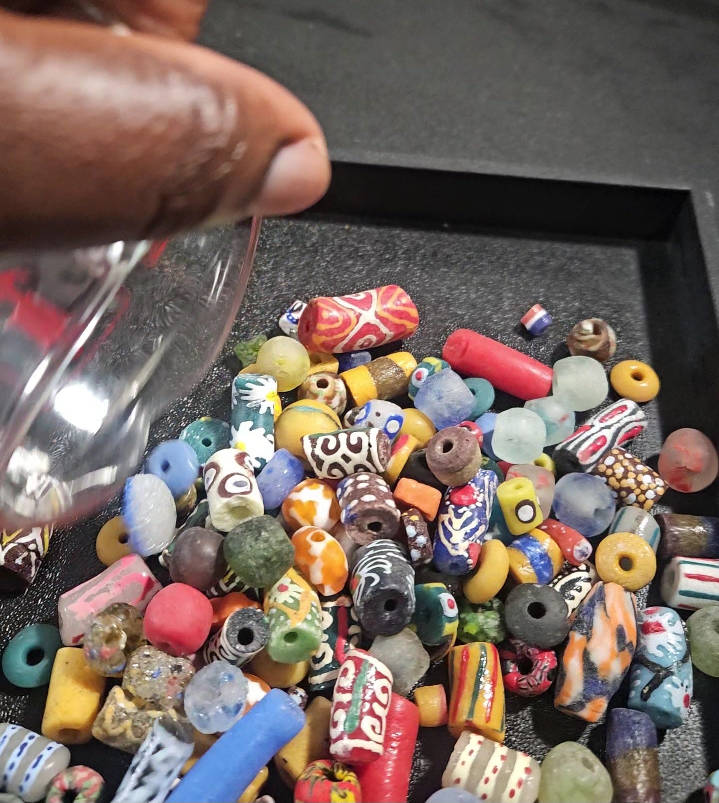 Earth Tone Krobo Recycled Glass Beads – 1 Cup (~160 pcs) | Boho Eco-Friendly Bead Mix