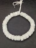 White Krobo Sugar Glass Short Tube Beads | Handcrafted Recycled Glass Beads from Ghana | Approx. 32 Beads Per Strand