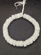 White Krobo Sugar Glass Short Tube Beads | Handcrafted Recycled Glass Beads from Ghana | Approx. 32 Beads Per Strand