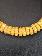 Solid Golden Yellow Krobo Glass Spacer Beads, Handmade African Recycled Glass Beads, Ghana Jewelry Making Supplies