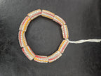 African Glass Beads – Painted Krobo Long Tubes, Gray & Coral Krobo Beads