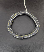 African Glass Beads – Painted Krobo Long Tubes, Black & Gold Beads